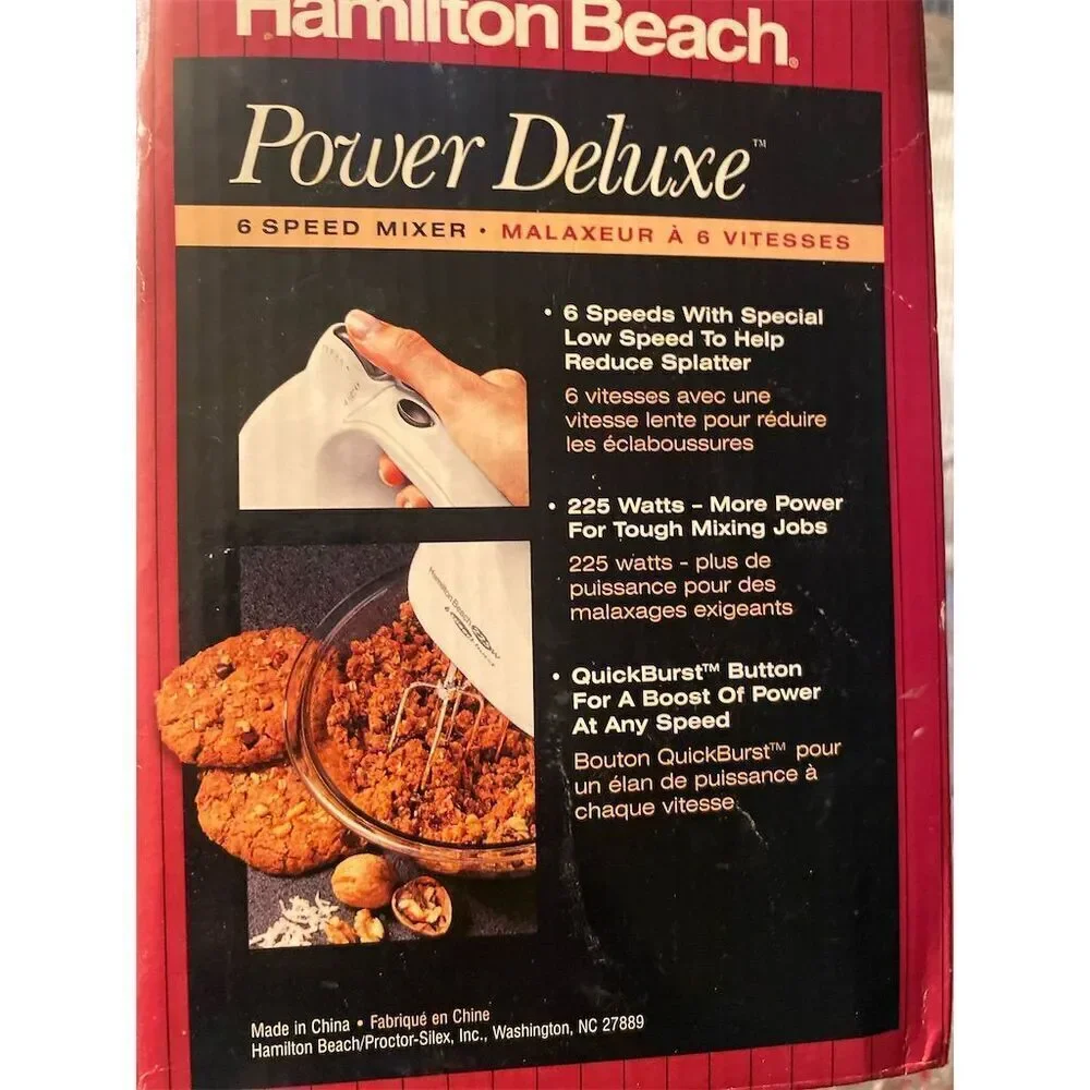 Hamilton Beach Power Deluxe Hand Mixer 6-Speed White with Attachments